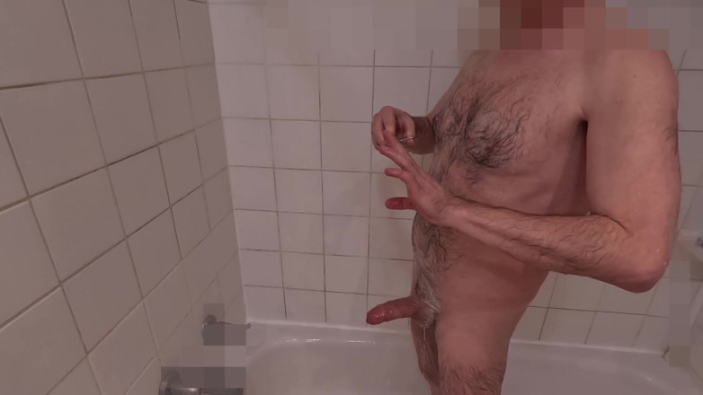 Primal Savage: Papai se masturba no chuveiro Sabão, sem cortes, voyeur na...