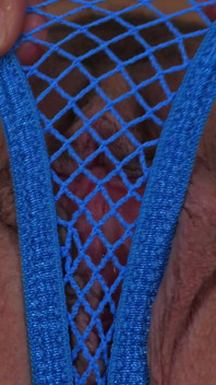 Ariel Andrews - Blue Mesh Micro Thong