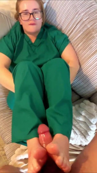 Stepmommy Nurse Gives Stepson a Footjob