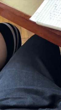 Schoolgirl Handjob Again in Math Class Under the Table and Even a Bit of Footjob. at School.