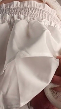 Trans Girl Pulled Cock Out From Under Her White Skirt and Cummed