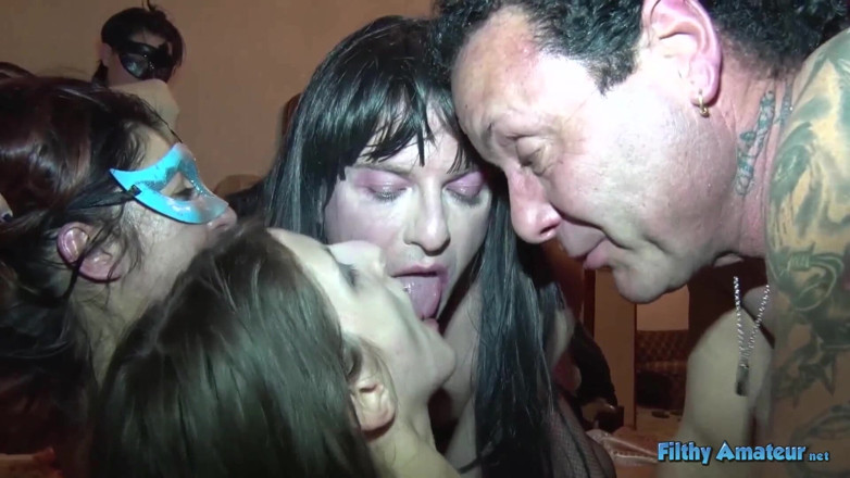 Filthy Amateur: Real private amateur orgy with stepsisters and transvestite