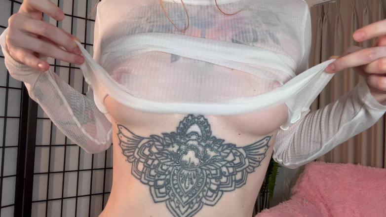 Karneli Bandi: Wet White T-shirt Tease and Nipple Play
