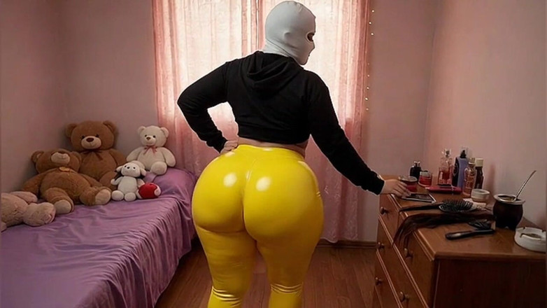 Xprohibidox1: Mulher rabuda de leggings amarelas