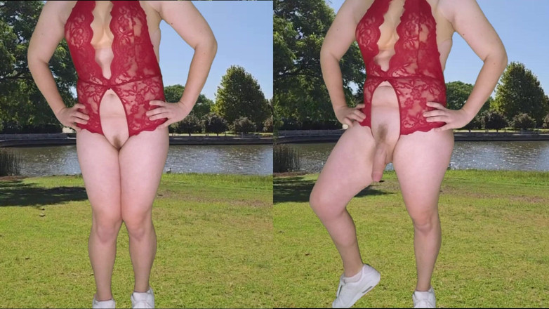 Lucas Nathan King: Expunere de pulă publică cu o transsexuală atârnată