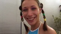 Cute German Teen Swallows Cum After Anal Gangbang Action