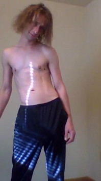 Mtf Topless Aroused in Track Pants; Armpit Sniffing and Nipple Teasing