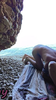 Flashing My Pussy in Front of a Guy in Public Nudist Beach and He Fucks Me and Gives Blowjob - It's Very Risky - Misscreamy