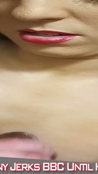 Pretty White Girl Jerks BBC Until Her Tits Get Glazed