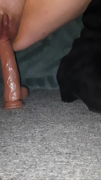 Sliding up and Down My 9” Dildo