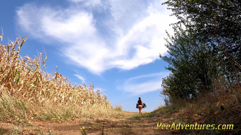 Pee Adventures: Paffuta bruna fa pipì su una strada sterrata nel mezzo...