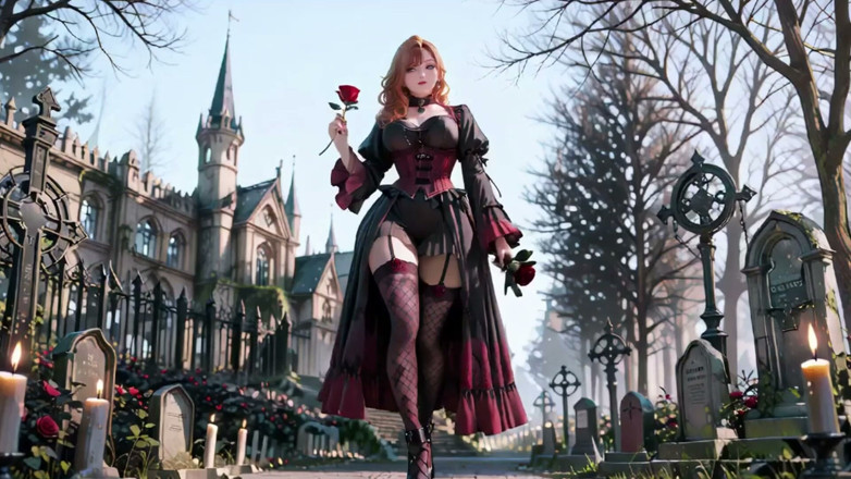 Seraphina Vale: Redhead Gothic Muse: Encounter in the Dark Cemetery.