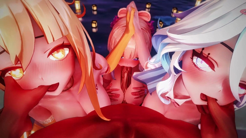 NSFWOtaku: Genshin Impact - Lantern Rite Fuck Fiest Gangbang Genshin Girls Creamed 3 - 3D...
