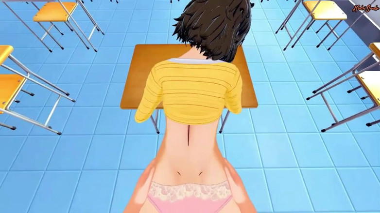 Hentai Smash: Трахая горячую учительницу Садайо Каваками в ее классе от твоего видео от первого лица, она скачет на твоем хуе, пока ты не кончишь в нее - Persona 5