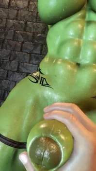 Futanari Orc BDSM 深喉口交。