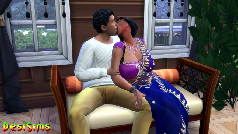 Desi Sims: Versiune în engleză - mătușă desi mallu în sari înșelând cu un băiat - WickedWhims