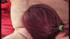 Redhead MILF Is Taken by Her Hair and Throat Fucked by Old Man