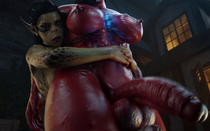 Futanari 3D: Futanari lae'zel deepthroat &amp; anale karlach demon - 3D baldurs gate futa girls...