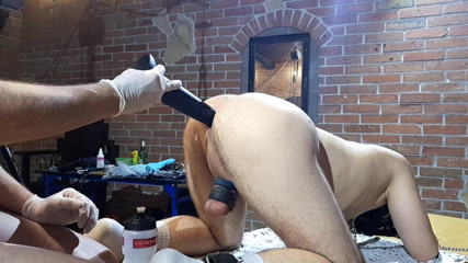 Master Drex: Milking with dildo in ass