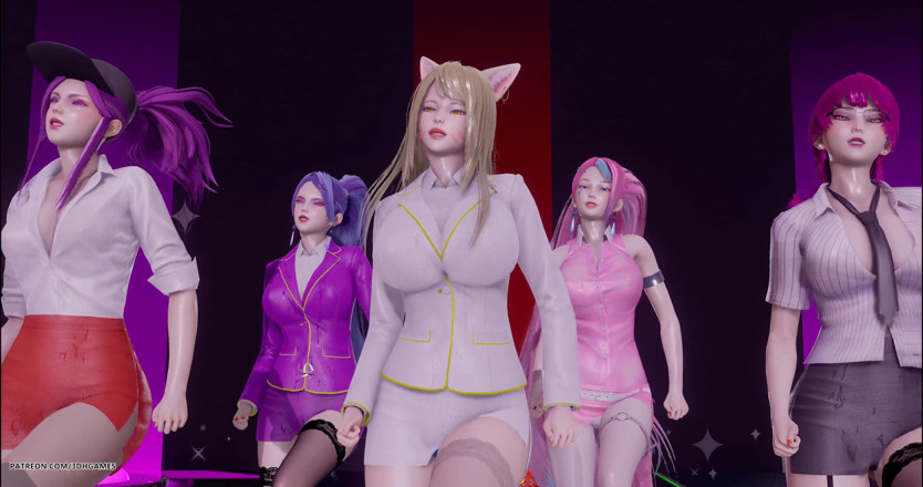 3D-Hentai Games: チョンハ - スナップストリップショーアーリ、アカリ、カイサ、イブリン、セラフィンKDAの3Dエロダンス