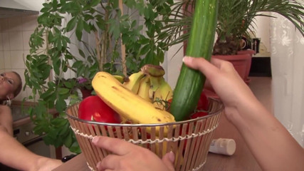 Lesbian Stories: Lesbian teens drilling pussies with cucumber while milf masturbates