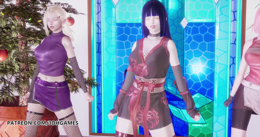 3D-Hentai Games: Twice - fühle speziellen striptease Ino Sakura Hinata 3D erotischer tanz Naruto...