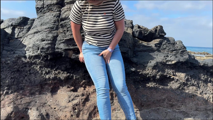 Another Beach Accident - Wet Jeans by the Shoreline (Sunshine mom) Another Beach Accident - Wet Jeans by the Shoreline (Sunshine mom)