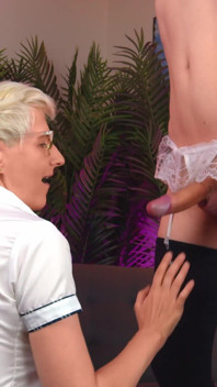Amazing Handjob for Sissy and Amazing Funny Cumming