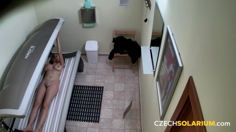 Czech Solarium: Czech Solarium 139: Big-tittied Brunette Strips Down Again