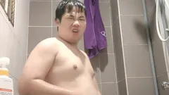 Chubby Boy Having a Bath with His Cute Little Uncut Cock