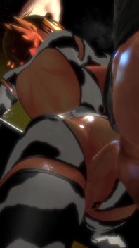 Anime Cow Girl Pounded Hard Against the Cage
