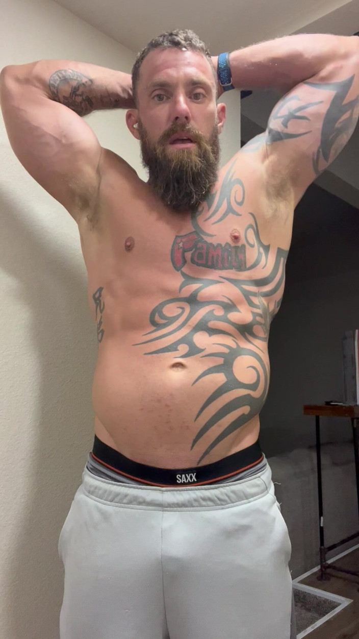 Viking solo: Tattooed Viking Flexes While Stroking for You