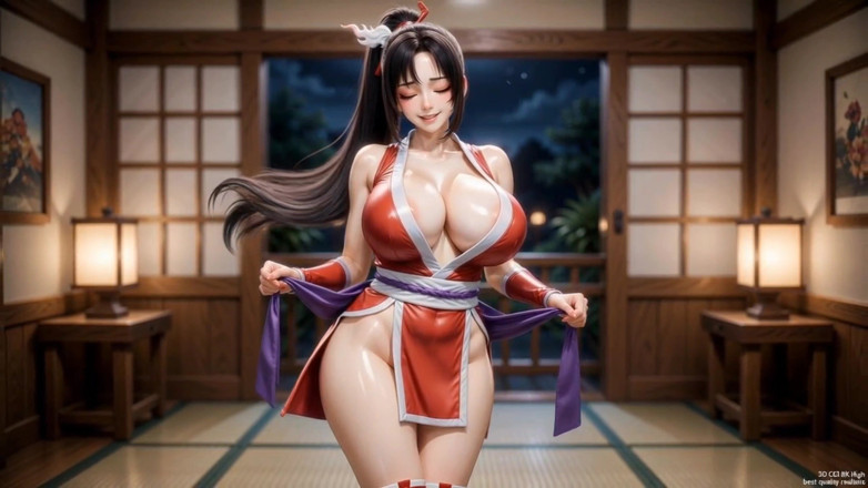 Stories&Anime: Mai Shiranui Silikonowy seks lalka Solo drażnić duże cycki Ass...