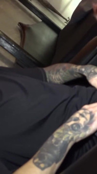 Tattooed guy whiping her nasty ass