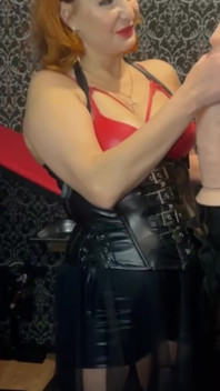Mistress with Huge Dildo for Sissy Slave