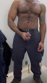 Security Guard Ejaculated on His Work Uniform in a Public Restroom.
