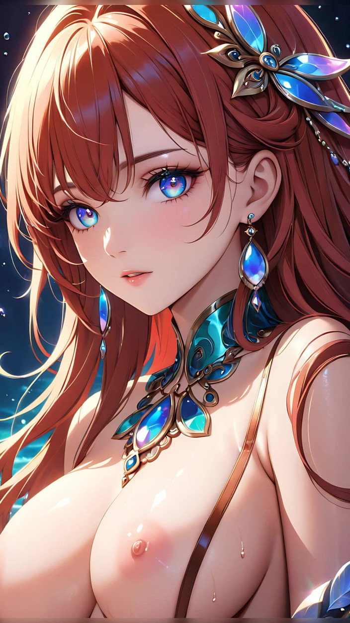 LustRender: ड्रीम प्रतिबिंब: इंद्रधनुषी आंखों वाली सुंदर युवा महिला