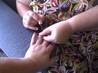 BBW nurse Vicki adventures with friends: Apply hand lotion and red nail polish for you