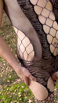 Teen boy wearing sexy slut outfit in the forest, part 2