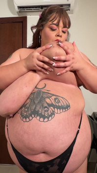 Angel BBW Big Belly Babe Fucks Her Fat Pussy