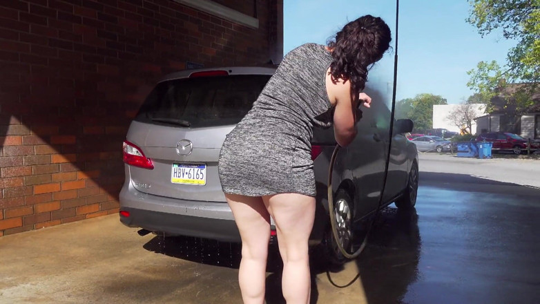 Sammi Starfish: Carwash minidress flashing