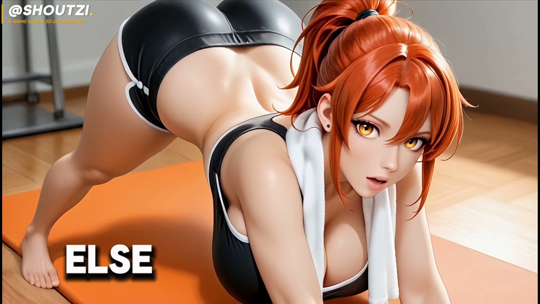 Shoutzi Anime Hentai3D Uncensored: Rina the Sweaty Gym Slut Harem Girl Nelson Squat Rack...