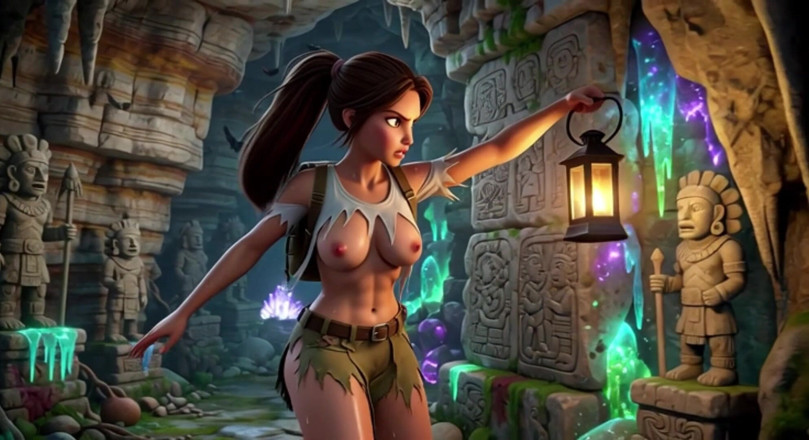 My night collection: Lara Croft objeví amazonský poklad a objímá krásného blonďatého rodového...