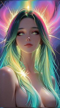 Cosmic neon bellezza ritratto con occhi luminescenti fantasia da sogno ai Art presentazione