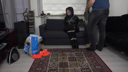 Restricting Ropes: Luna Grey - down jacket bondage HD
