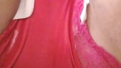 Pink Panties Pad Bulge Patting Playing Closeup
