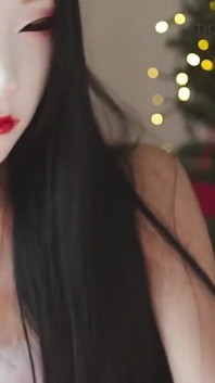 Slim Asian Teen Seduces Her Lover with Stockings & Toys Before a Hot Christmas Facial