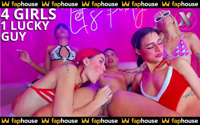 X Live Community: 4 krásné dívky dávají sexy kouření jednomu šťastlivci