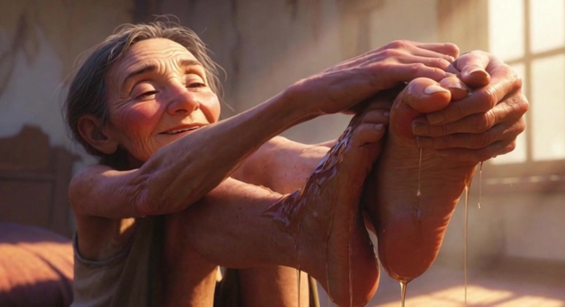 Anime Hentai: Granny Foot Oil Session - Feeling Intense Pleasure &amp; Craving Tongue