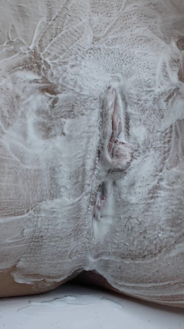 Erect Dick: Extreme Closeup of Hairy Tight Pussy Shaving